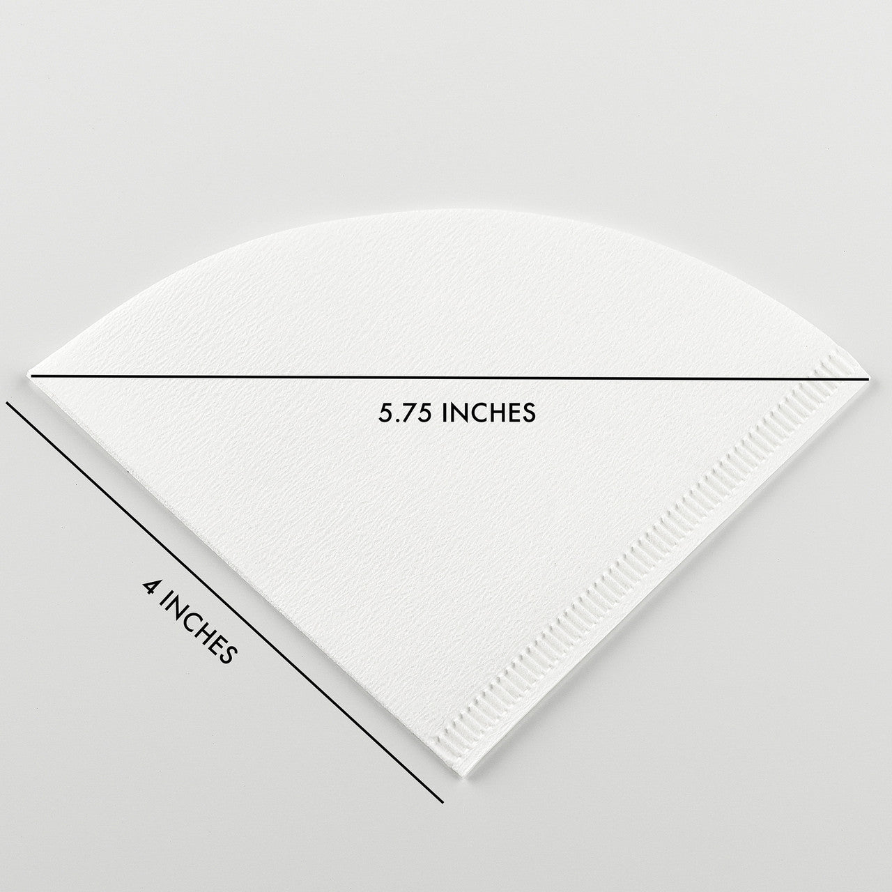 Paper Filter for Cone Dripper, White, 100 pieces, size 01 filter shown with dimensions in inches, PF-100W Select Brands
